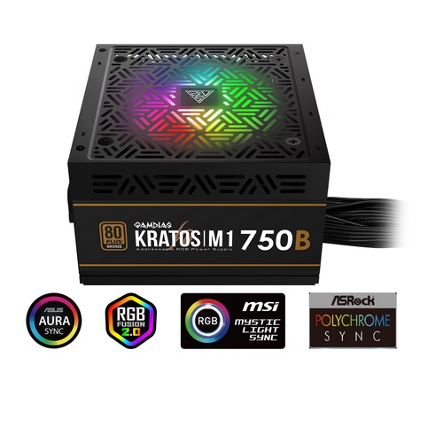 GAMDIAS ALIMENTATORE KRATOS M1-750B 750W NEON-FLEX RGB 80 PLUS BRONZE